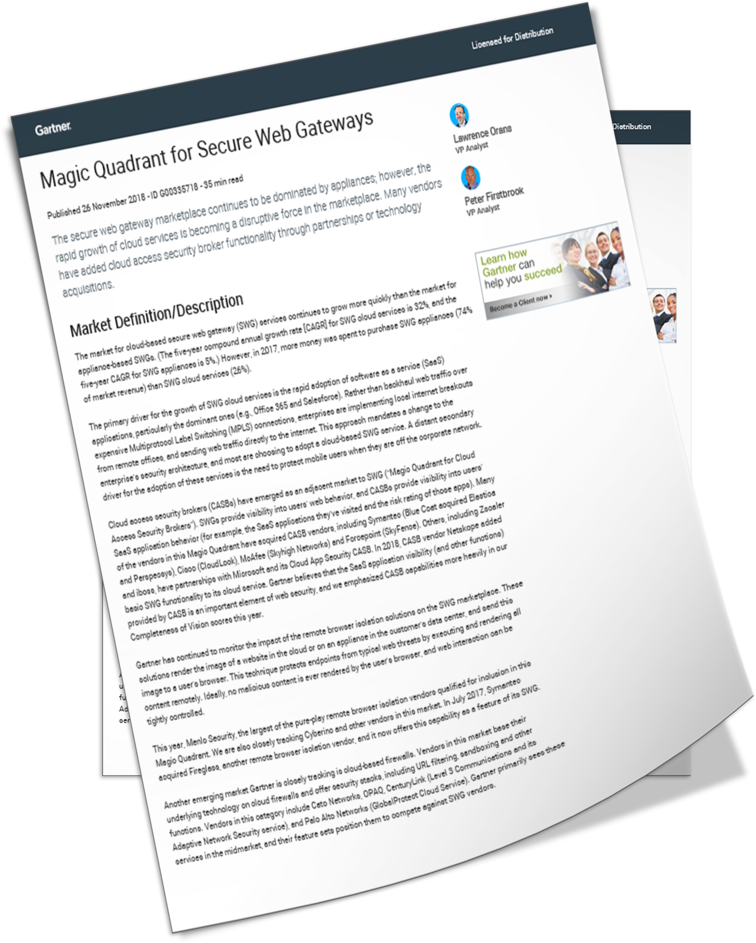 2018 Gartner Magic Quadrant For Secure Web Gateways Swg